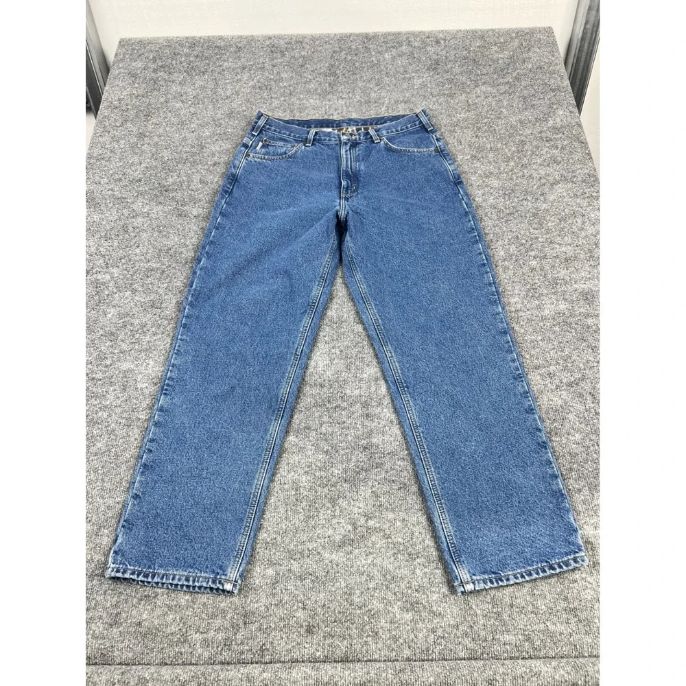 Carhartt B172 DST Mens Relaxed Fit Flannel Lined Jeans Dark Stone Blue 35x30